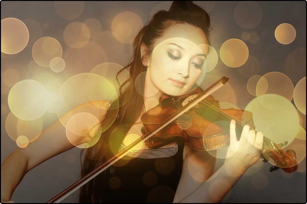 A girl Professional violinist in a concert, showcasing skill and emotion.